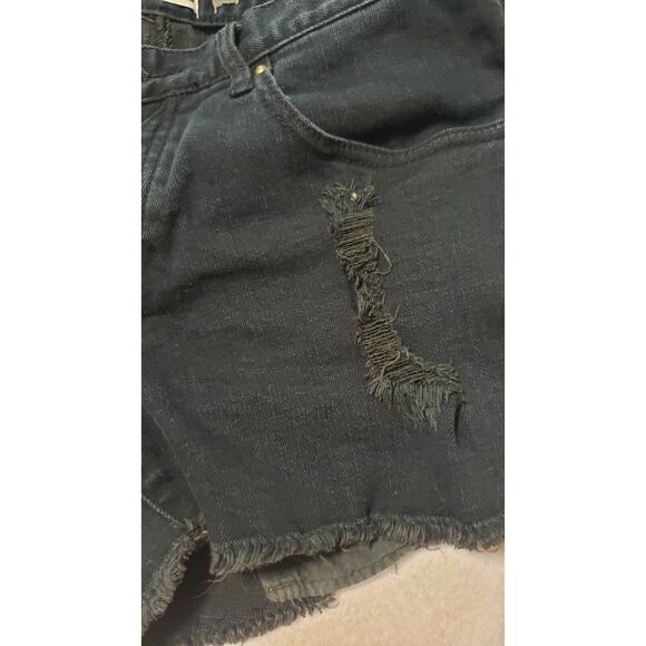 VTG Y2K Roxy Button fly Black Denim Shorts Sz 3 Cut Offs summer surf grunge emo - Picture 2 of 9